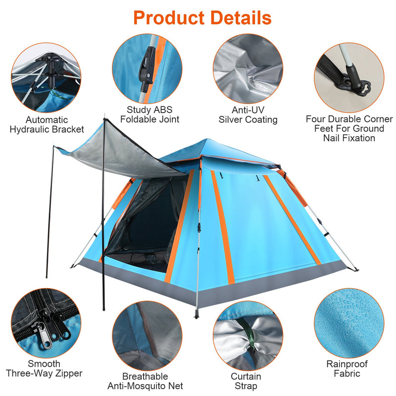 Waterproof Camping Tent - Spacious Tent with Carry Bag and Secure Ventilation