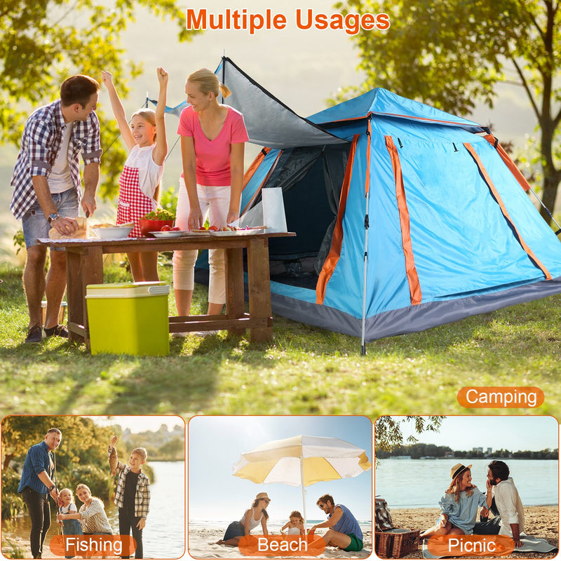 Waterproof Camping Tent - Spacious Tent with Carry Bag and Secure Ventilation