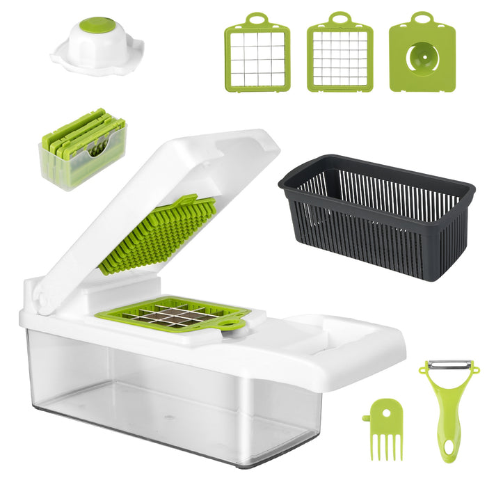 12-in-1 Multifunctional Vegetable Chopper – With Container and Hand Guard