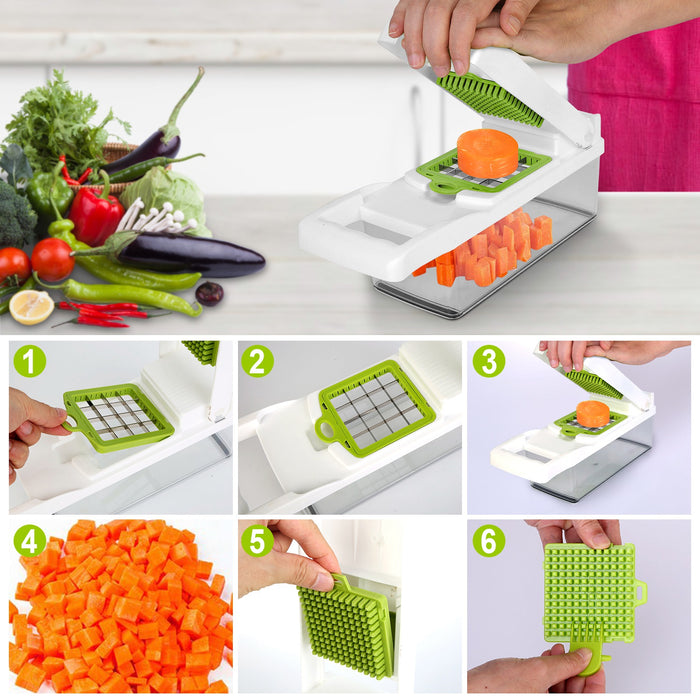 12-in-1 Multifunctional Vegetable Chopper – With Container and Hand Guard