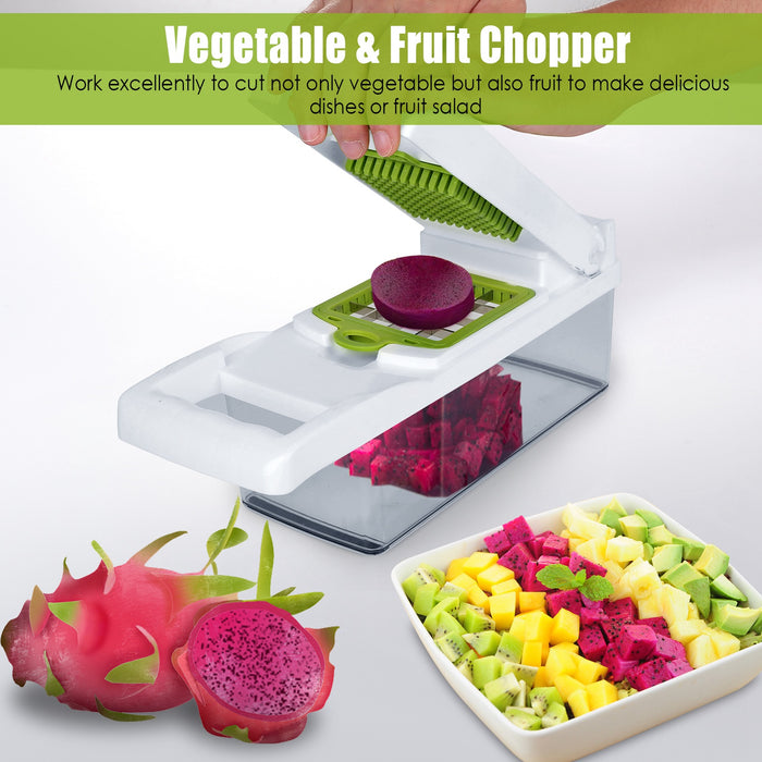 12-in-1 Multifunctional Vegetable Chopper – With Container and Hand Guard