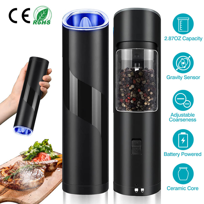 Electric Salt and Pepper Grinder – Rechargeable with LED Indicator and Gravity Sensor