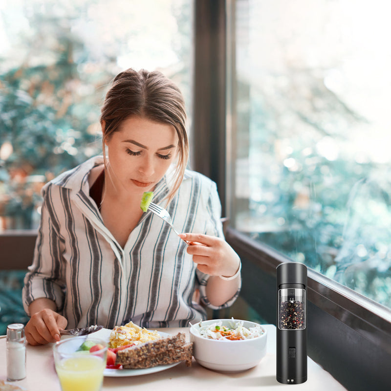 Electric Salt and Pepper Grinder – Rechargeable with LED Indicator and Gravity Sensor