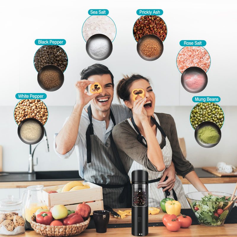 Electric Salt and Pepper Grinder – Rechargeable with LED Indicator and Gravity Sensor