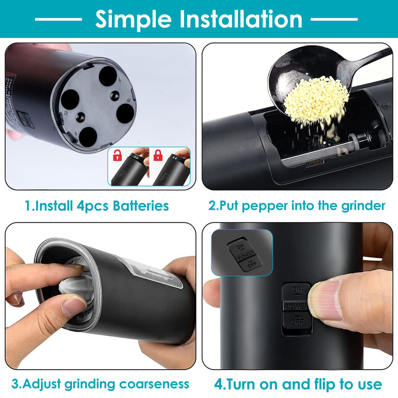 Electric Salt and Pepper Grinder – Rechargeable with LED Indicator and Gravity Sensor