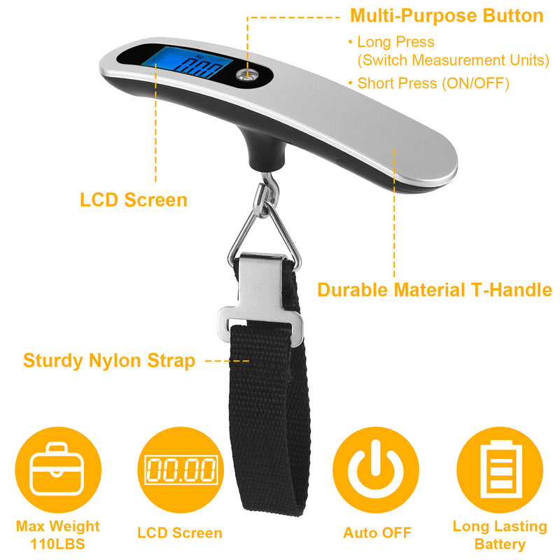 Digital Portable Luggage Scale - 50 kg/110 lbs with LCD Display