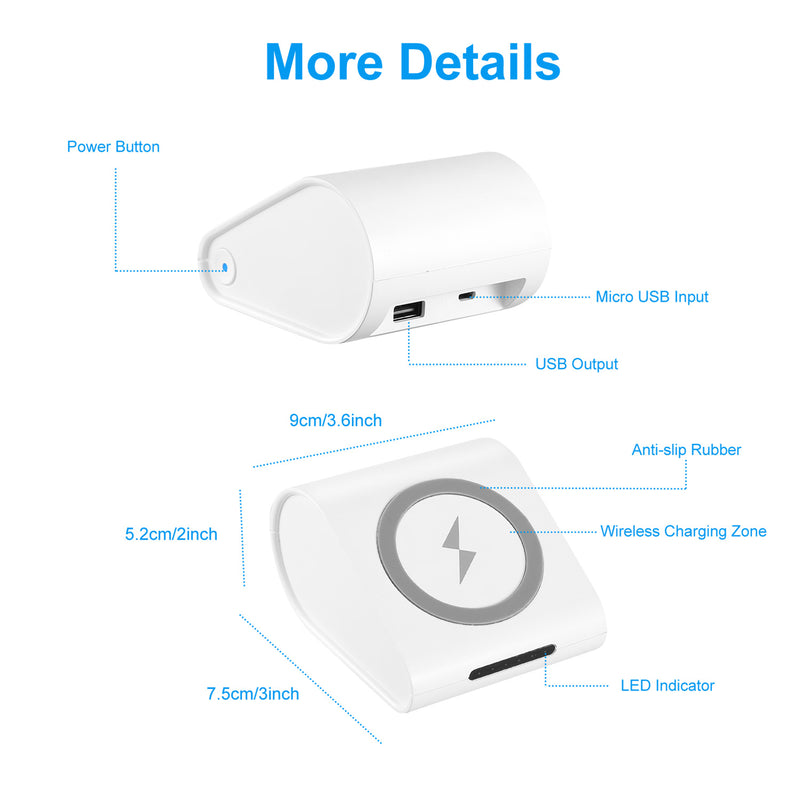 Portable Wireless Charger – 10400 mAh Power Bank for Phones and Tablets