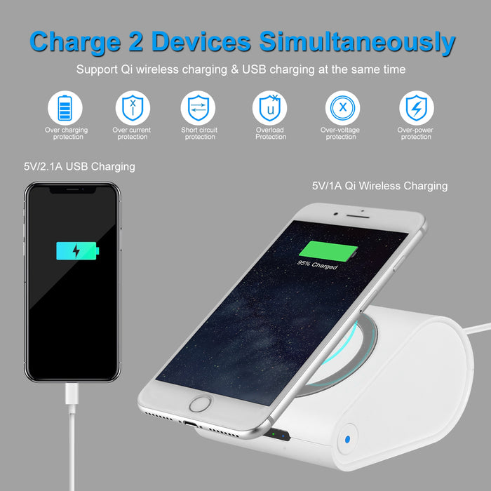 Portable Wireless Charger – 10400 mAh Power Bank for Phones and Tablets