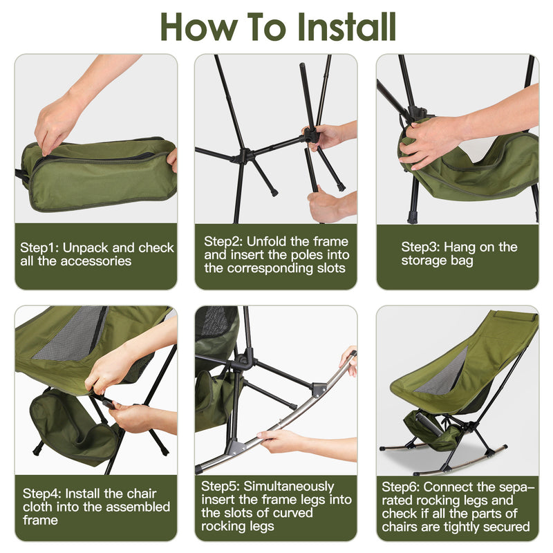 Portable Camping Rocker – Oxford Fabric and 2-in-1 Bag