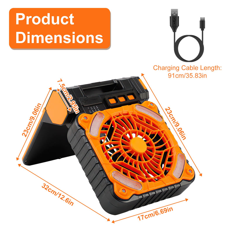 3-in-1 Solar Camping Fan – With LED Lantern and Rechargeable Power Bank