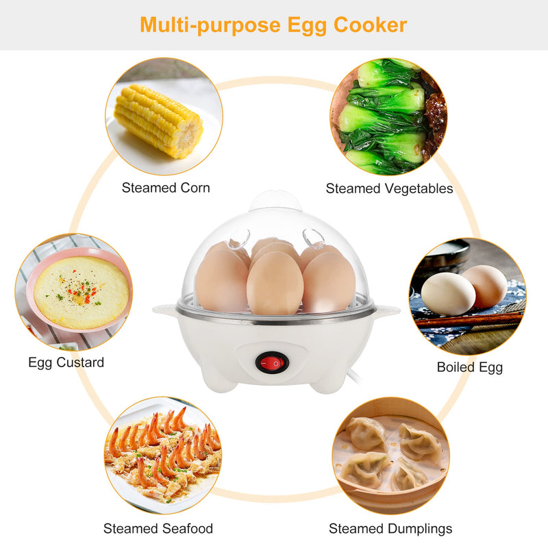 Electric Egg Cooker – 7 Eggs, Automatic Shut-off and Steamer