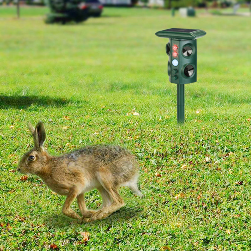 Solar Ultrasonic Animal Repellent - 5 Modes with PIR