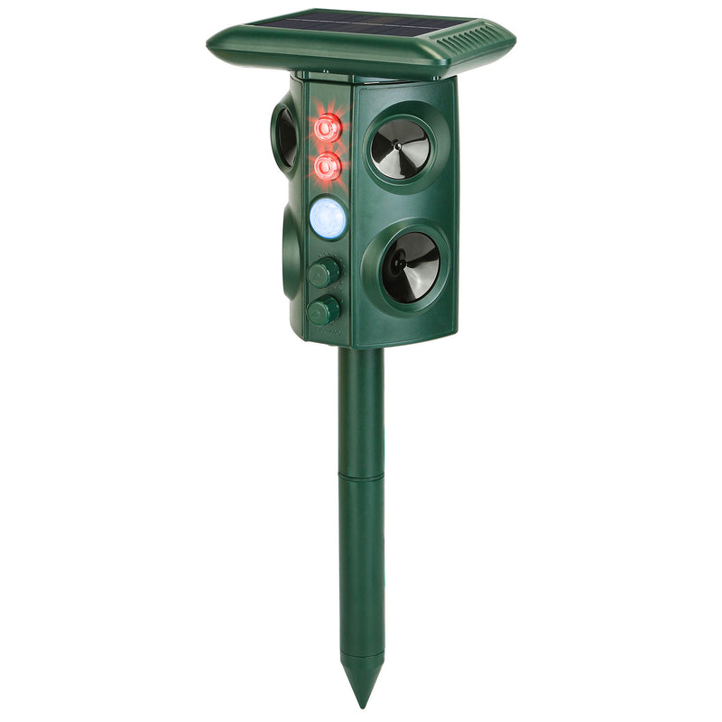 Solar Ultrasonic Animal Repellent - 5 Modes with PIR