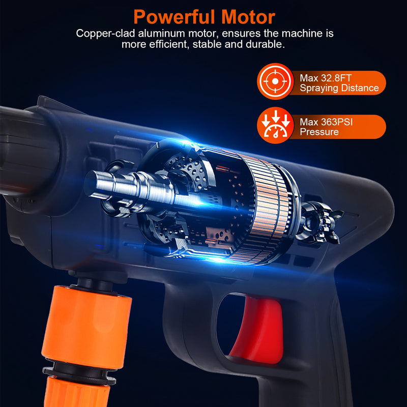 Cordless High-Pressure Washer – 12000mAh, 363 PSI for Cars and Outdoor Use