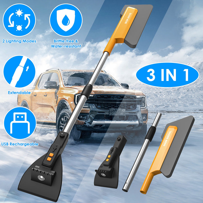 3-in-1 Telescopic Shovel with Brush and Ice Scraper