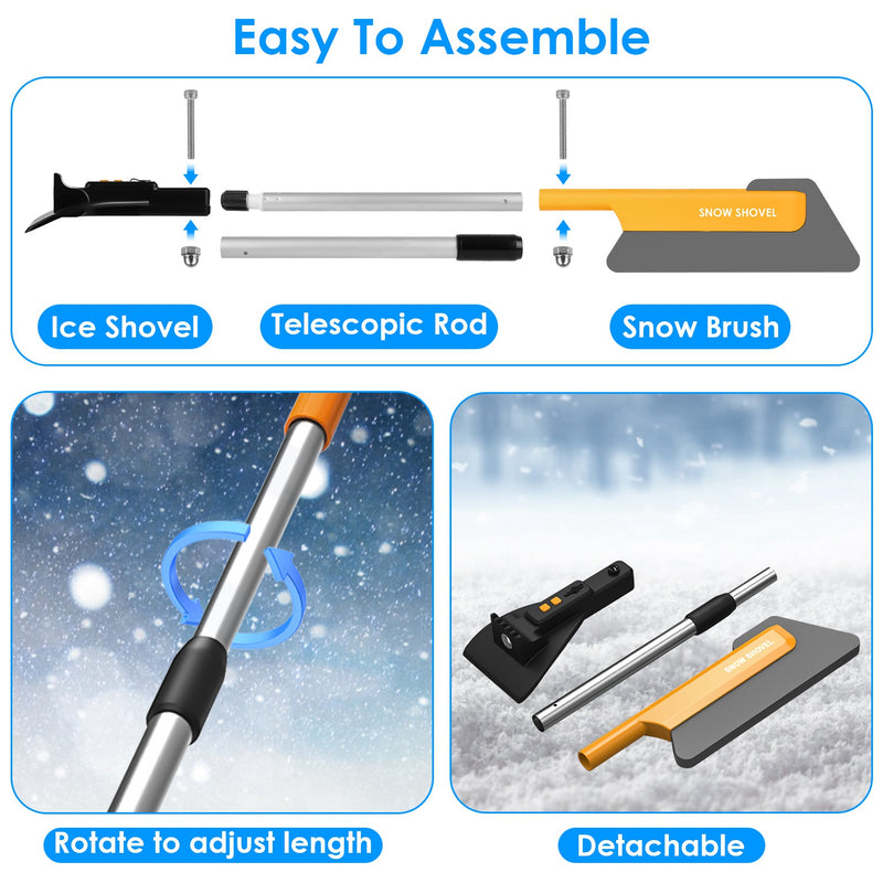 3-in-1 Telescopic Shovel with Brush and Ice Scraper