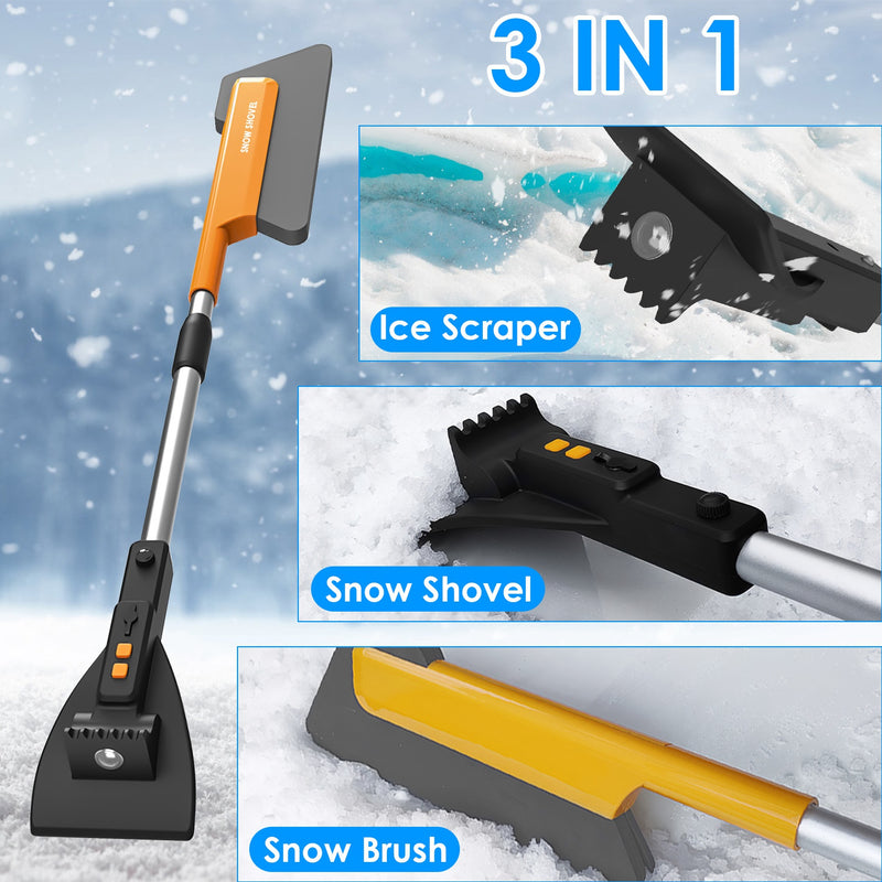 3-in-1 Telescopic Shovel with Brush and Ice Scraper