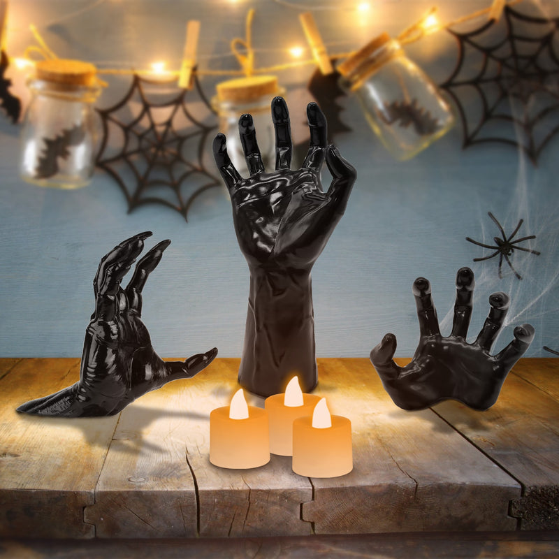 Halloween Decoration - 3 Spooky Hands with LED Candles