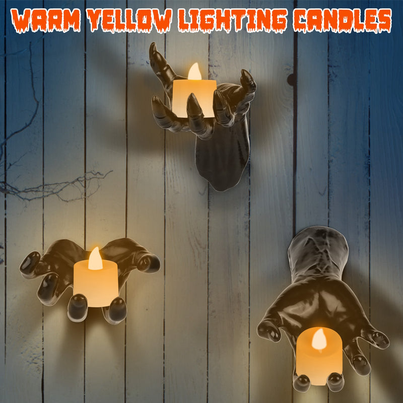Halloween Decoration - 3 Spooky Hands with LED Candles