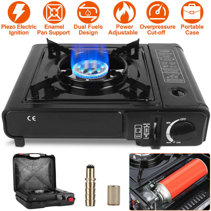 Portable Butane/Propane Stove – 8000 BTU with Piezo Ignition