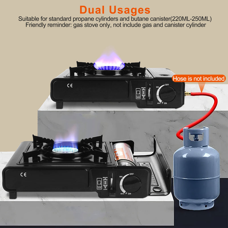 Portable Butane/Propane Stove – 8000 BTU with Piezo Ignition