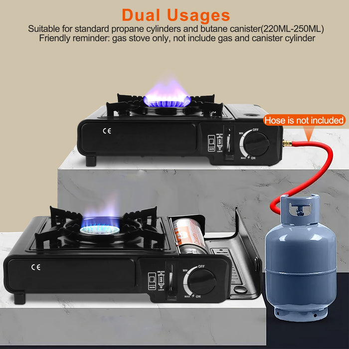 Portable Butane/Propane Stove – 8000 BTU with Piezo Ignition