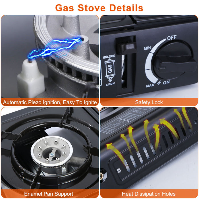 Portable Butane/Propane Stove – 8000 BTU with Piezo Ignition