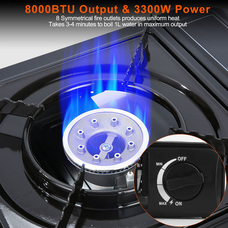 Portable Butane/Propane Stove – 8000 BTU with Piezo Ignition