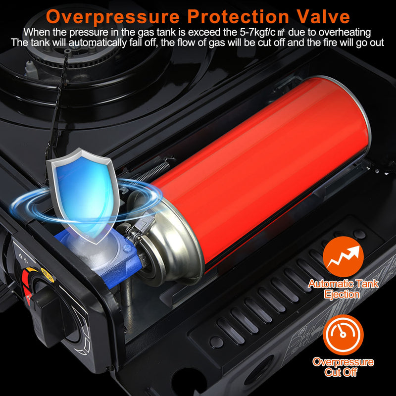 Portable Butane/Propane Stove – 8000 BTU with Piezo Ignition