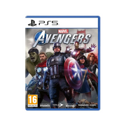 Juego de video Marvel Avengers para PlayStation 5 en caja con arte de los superhéroes Marvel en la portada