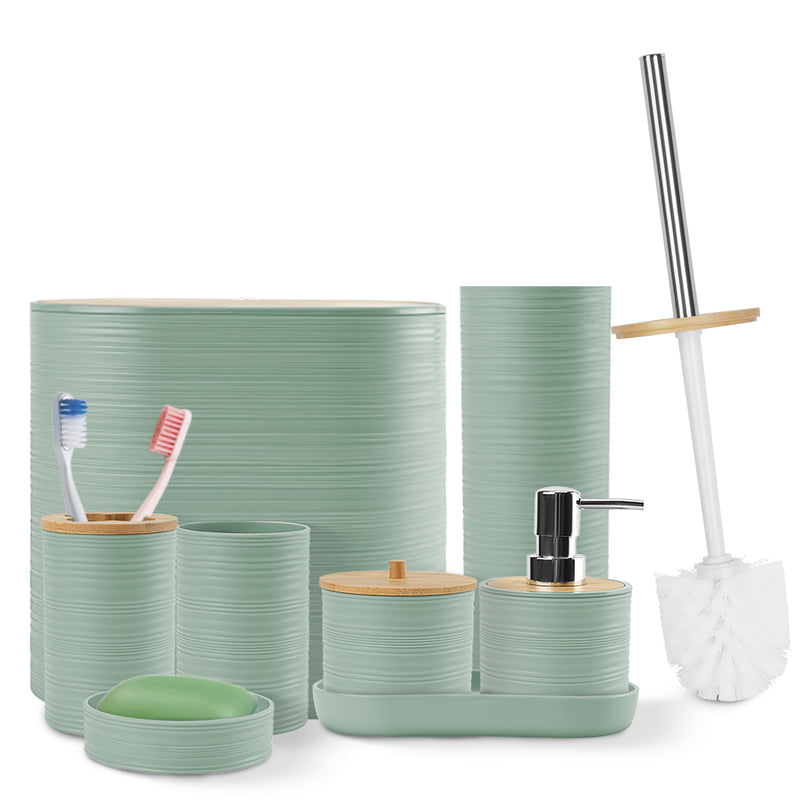 8-Piece Bathroom Accessory Set – ABS with Bamboo Lid
