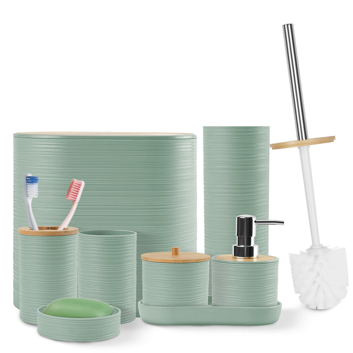 8-Piece Bathroom Accessory Set – ABS with Bamboo Lid