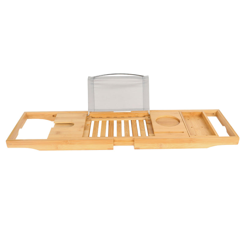 Extendable Bamboo Bathtub Caddy – Multifunctional with Stand
