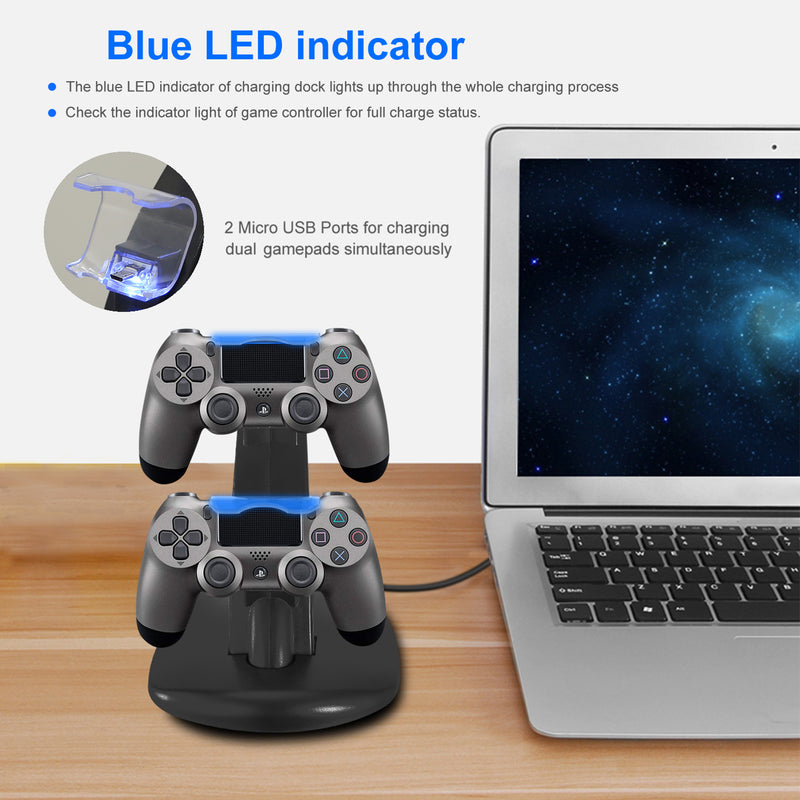 Dual Charging Dock for PS4 Controllers – Micro USB with LED Indicator