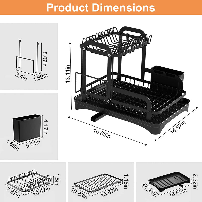 Dish and Utensil Organizer for Kitchen – Compact Rust-Proof Drainer