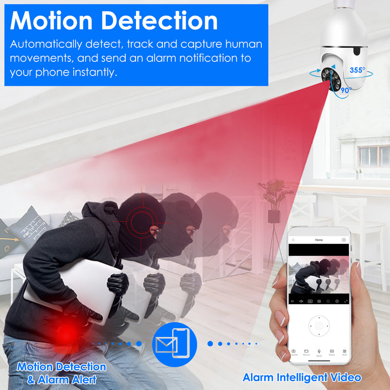 Light Bulb Security Camera - Full HD 1080P with Night Vision and Microphone