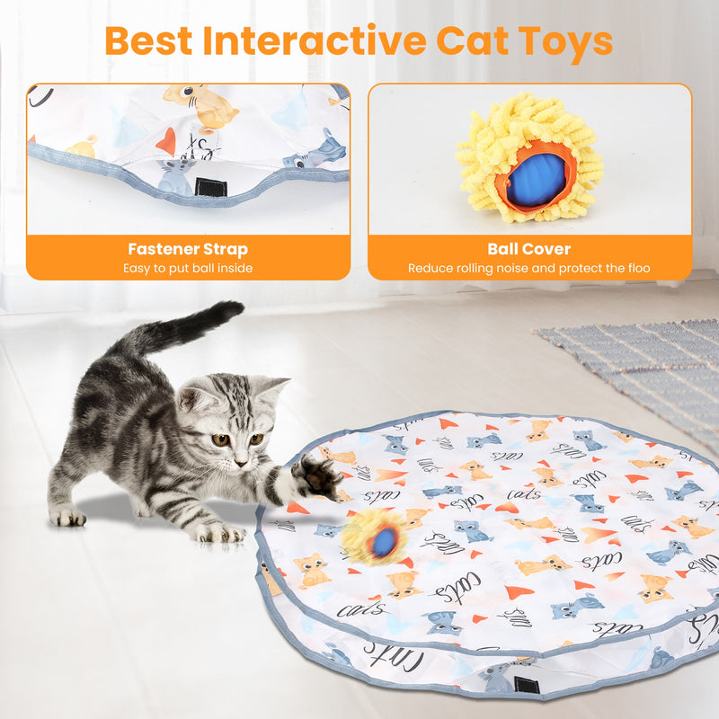 Interactive Cat Toy – Smart Ball with Random Movement, 2 Modes, and Fabric Bag
