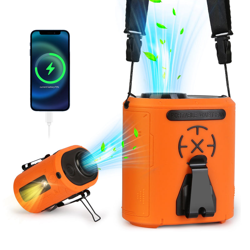 Wireless Waist Fan - 5-in-1 with Flashlight and 1000mAh Battery