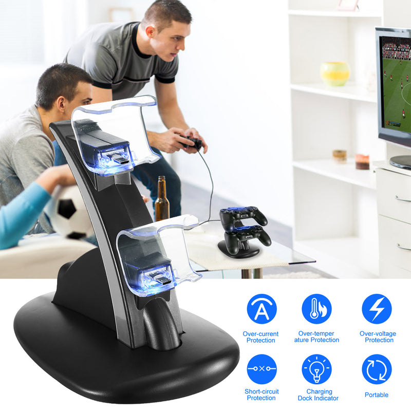 Dual Charging Dock for PS4 Controllers – Micro USB with LED Indicator