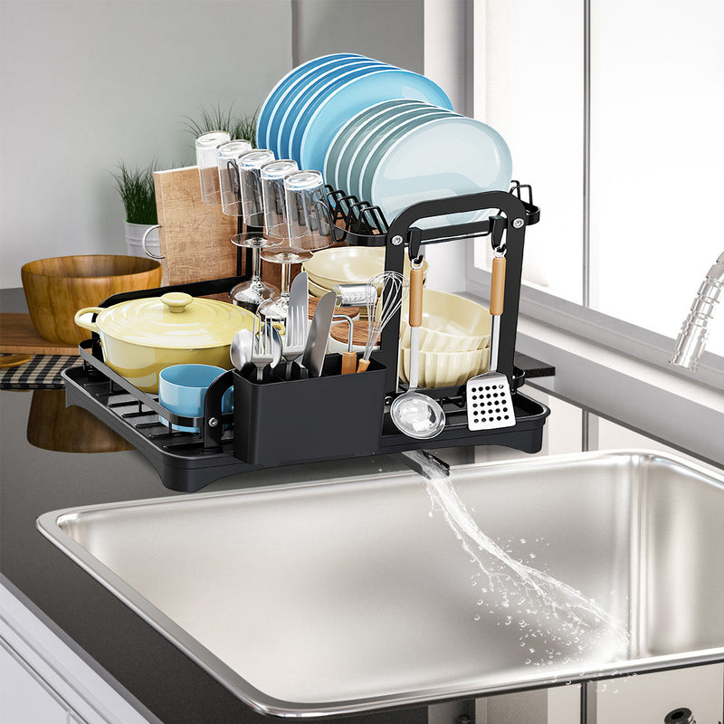 Dish and Utensil Organizer for Kitchen – Compact Rust-Proof Drainer