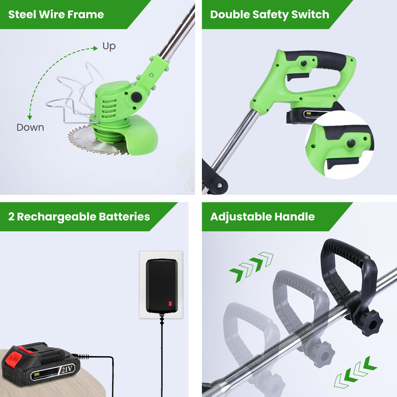 Cordless Electric Lawn Mower – 300W with Batteries and Blades