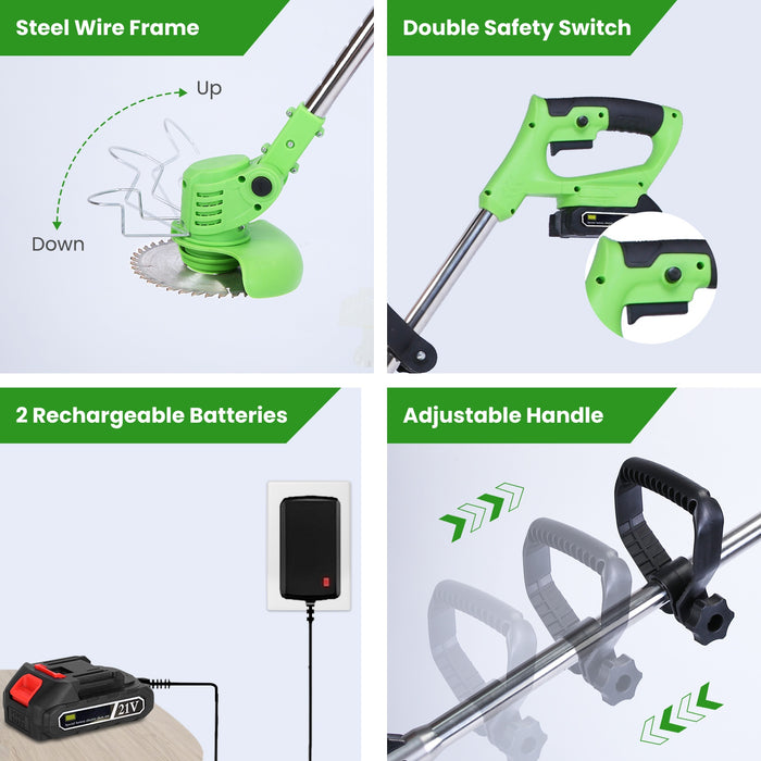 Cordless Electric Lawn Mower – 300W with Batteries and Blades