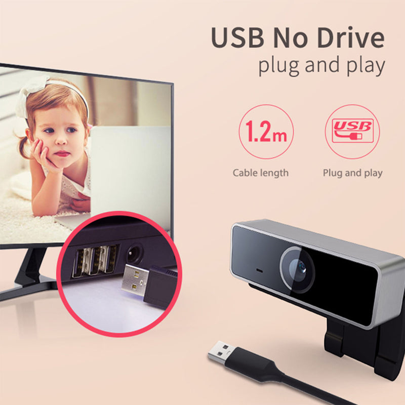 Full HD 1080P USB Webcam – With Stereo Microphone, Autofocus, and Plug & Play