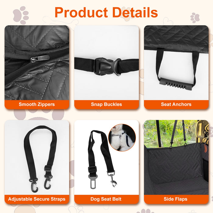 Rear Pet Seat Cover – Waterproof Hammock with Storage Pocket