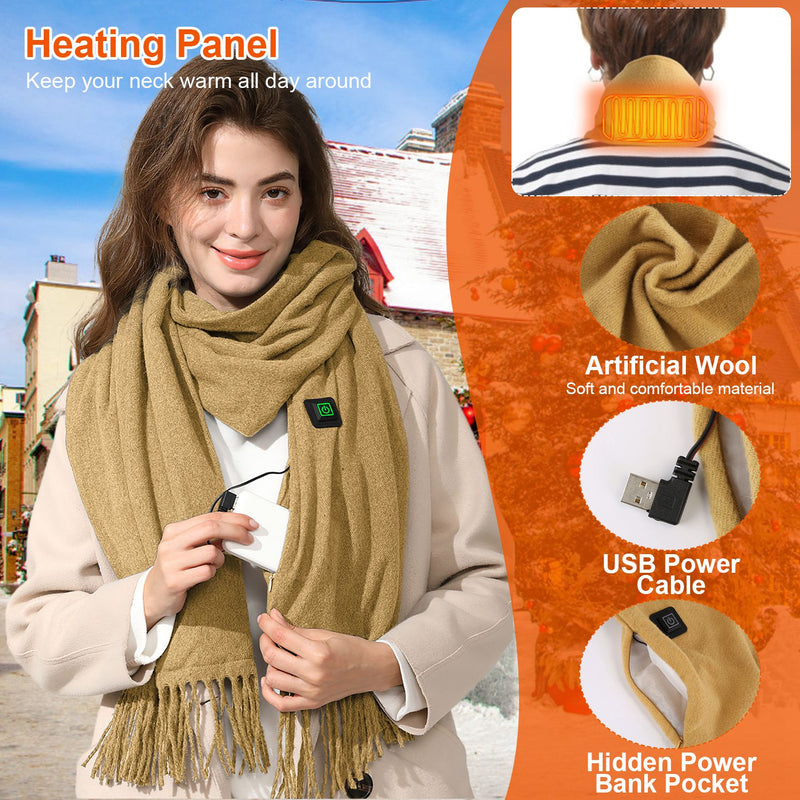Winter Heated Scarf – Unisex Scarf with Adjustable Heat for Outdoors