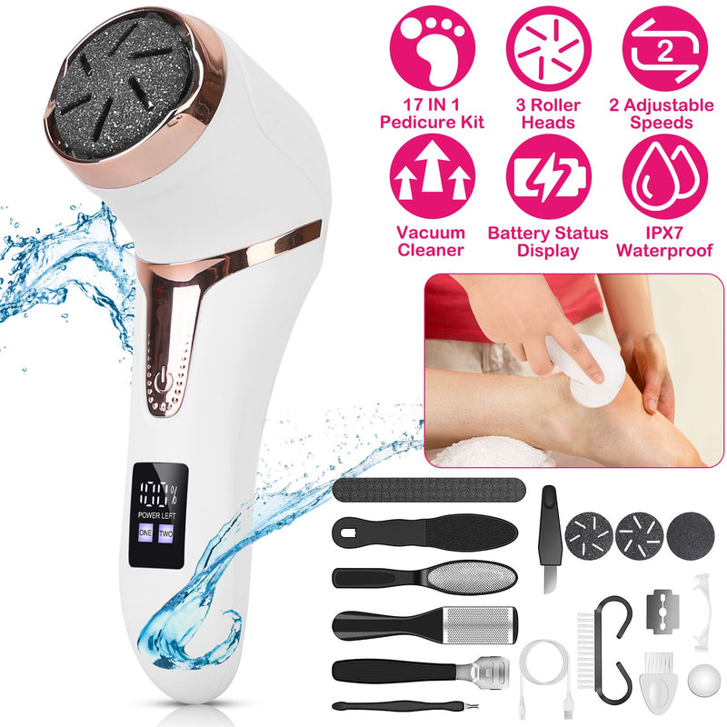Electric Foot File - Pedicure with Vacuum and 3 Replacement Heads