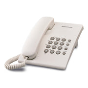 Teléfono Panasonic de mesa y pared KX-TS500LX con botones grandes y auricular, ideal para uso doméstico.