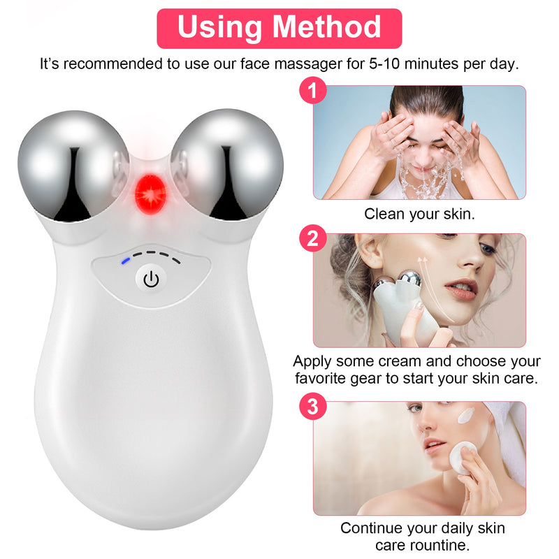 1Pc Microcurrent Face Massager Rechargeable Face and Neck Roller Intelligent Facial Massager with 5 Modes for Skin Tightening, Lifting, and Wrinkle Reduction
