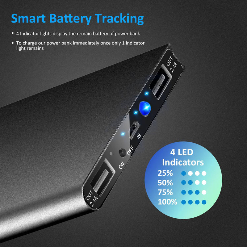 20000 mAh Portable Charger – Ultra-light Power Bank with 2 USB Ports
