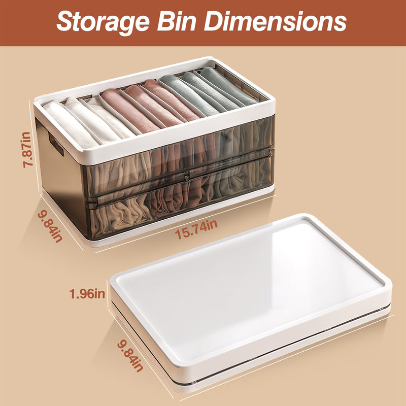 Set of 3 Foldable Storage Boxes – Stackable with Clear Lids and Dividers